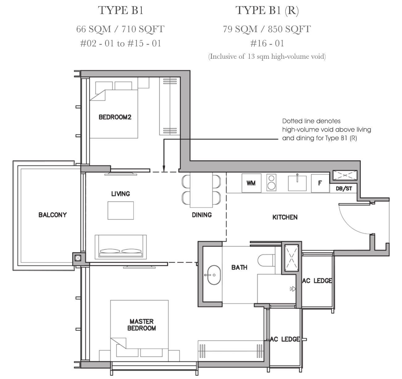 Type B1 and B1(R) floor plans