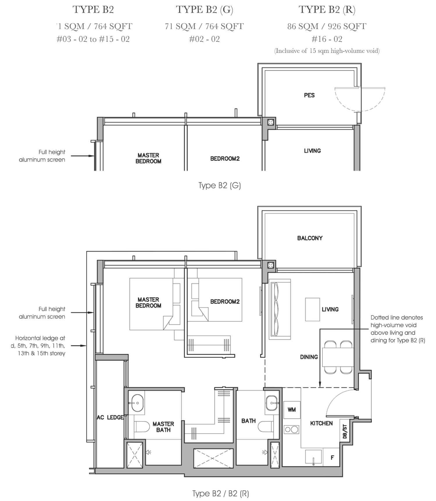 Type B2 floor plans